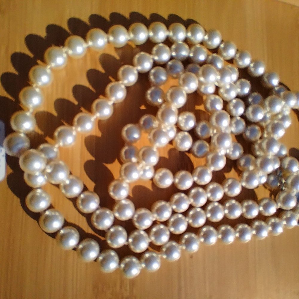 RJ Graziano Faux Pearl Necklace 60 inches long stunning
